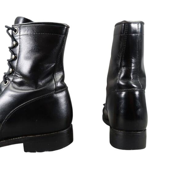 Justin Boots Women 6.5 Diamond J Lace Western Leather Black Classic Kiltie Retro - Picture 7 of 16